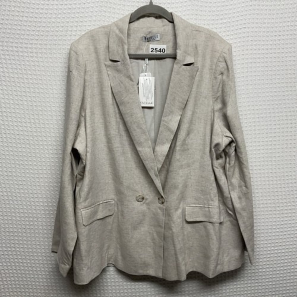 NWT Estelle Beige Lined Button Blazer Jacket Women 4X China Linen/Viscose/Cotton
